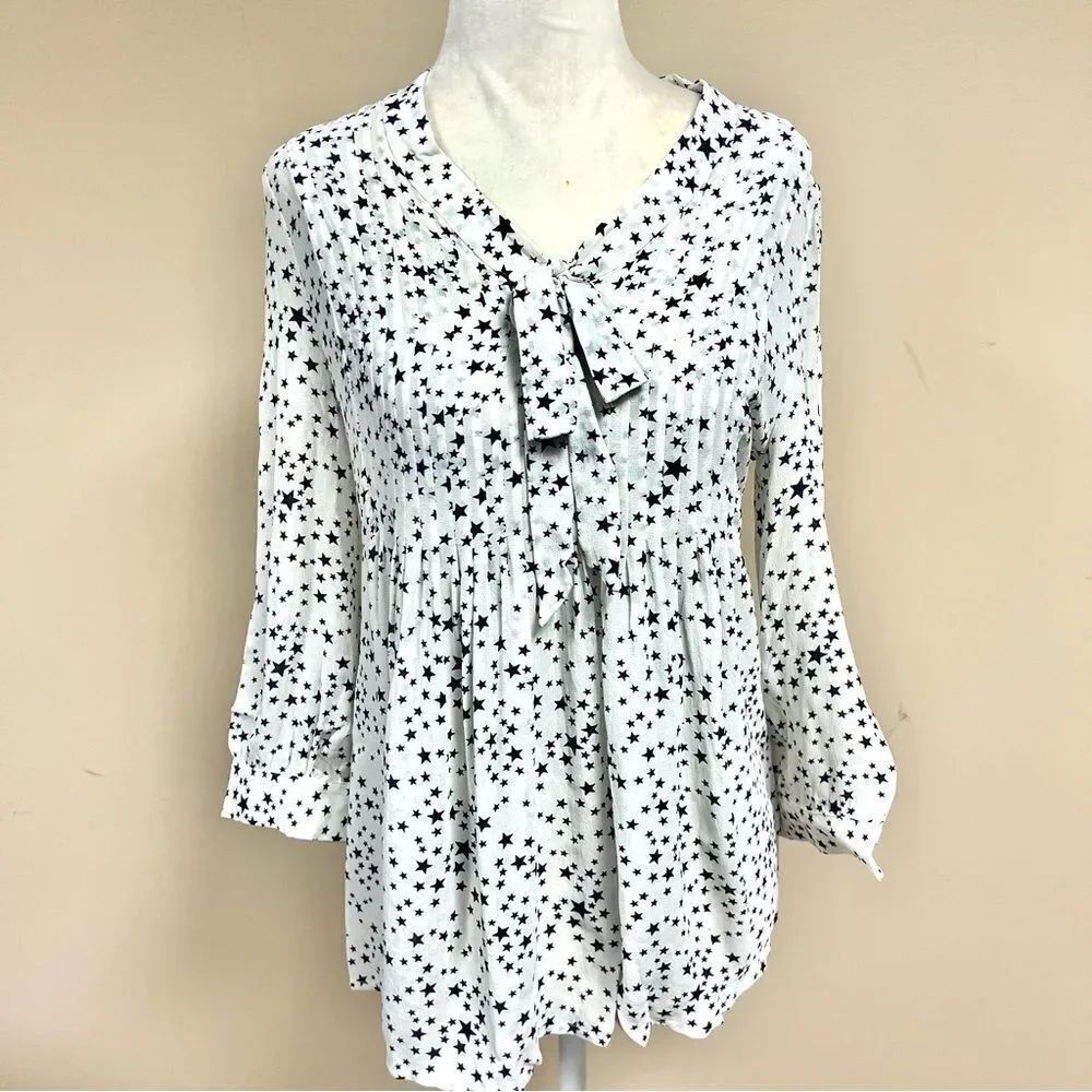 Boden White and Black Tie Front Sailor Collar Blouse sz4